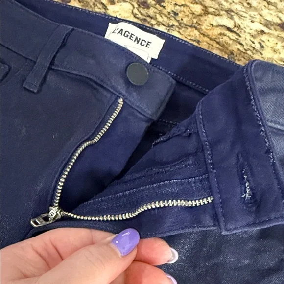 L’AGENCE Marty High Rise Flare Jeans Midnight Coated Size 25
